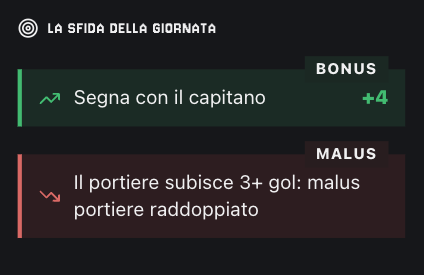 The matchday challenge: a bonus and a malus, the same for everyone