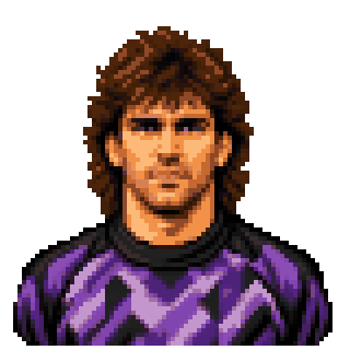 Pixel art portrait of Alessandro Mannini