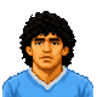 Pixel art portrait of Diego Maradona
